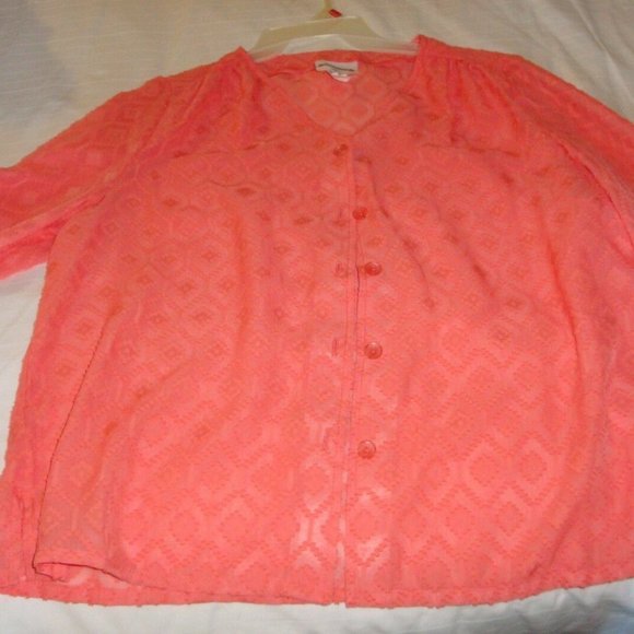 Bon Worth Women's Blouse Size SP CORAL NWT - Picture 3 of 9